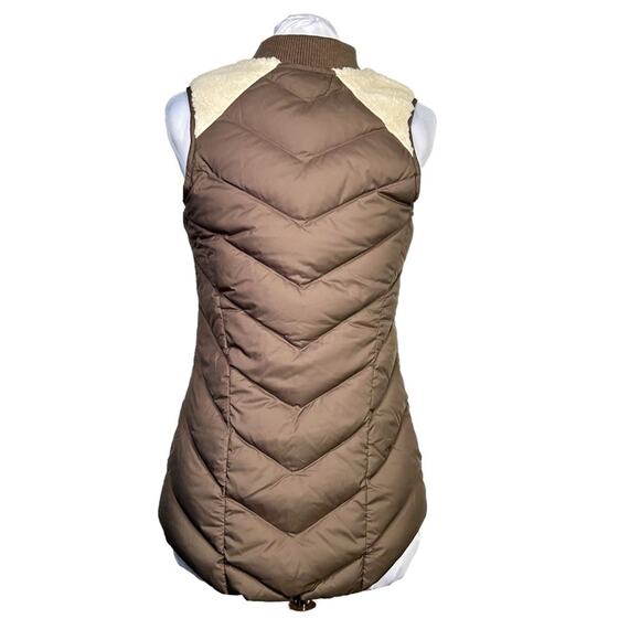 Athleta Responsible Tundra Down Vest Faux Sherpa Olive Brown SZ XXS - Picture 4 of 9